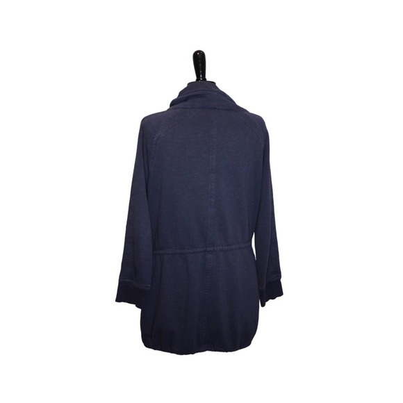 Zara Jacket Cowl Neck Utility Blue Cotton Polyester Midweight Size L - Picture 2 of 3